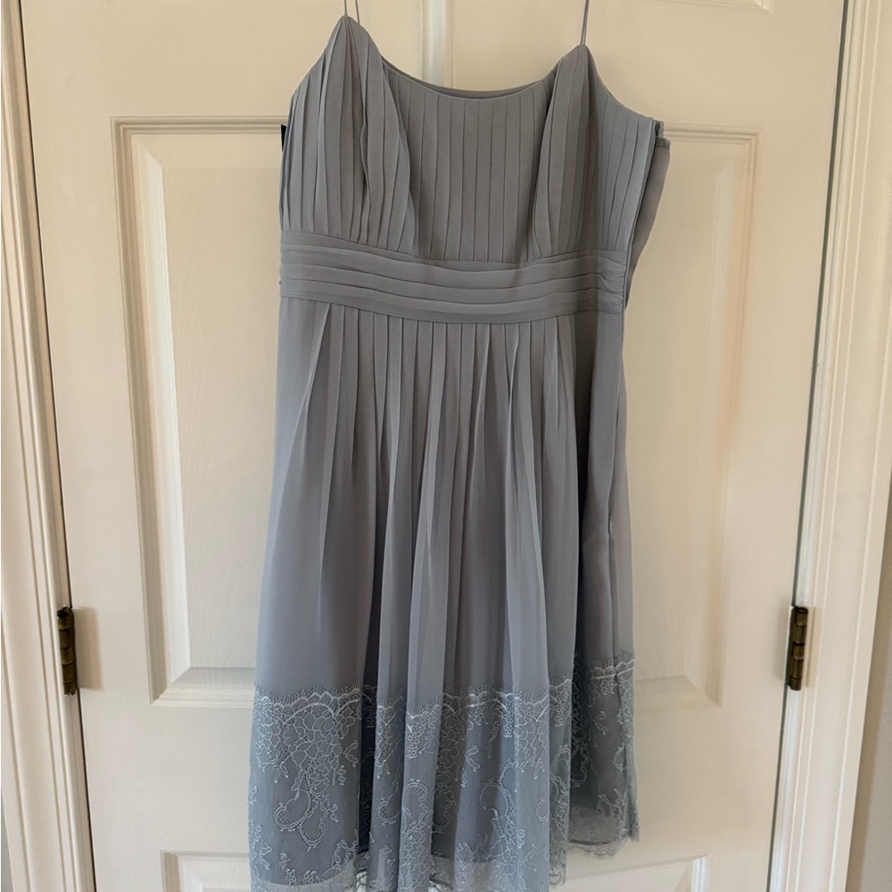 Light Gray silk Pleated Dress